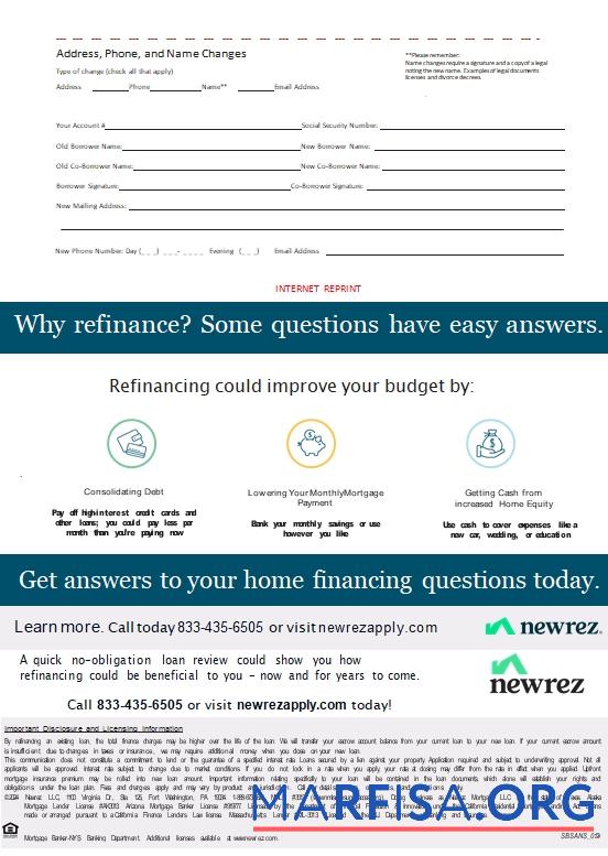 Downloadable USA Texas Newrez mortgage statement, 3 pages 3 scr real example